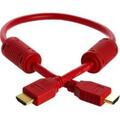 Cmple 28AWG HDMI Cable with Ferrite Cores - Red- 1.5FT 974-N